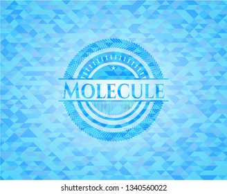 Molecule light blue emblem. Mosaic background