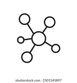Molecule line icon with editable stroke. A simple outline science symbol that can be used for chemistry, biology, and scientific illustrations. Vector illustration