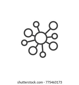 Molecule line icon, outline vector sign, linear style pictogram isolated on white. Atom symbol, logo illustration. Editable stroke