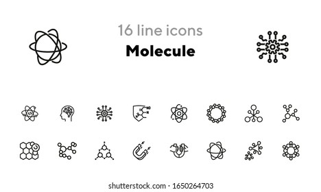 Molecule line icon set. Circle, cells, magnet, particles. Science concept. Can be used for topics like physics, model, biotechnology