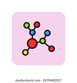 Molecule line icon. Structure, bond, compound, ethanol. Chemistry concept. Can be used for topics like science, education, research, analysis.