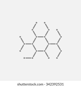 Molecule line icon for web, mobile and infographics. Vector dark grey icon isolated on light grey background.