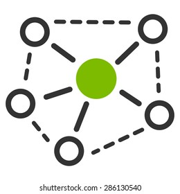 Molecule links icon from Business Bicolor Set. This flat vector symbol uses eco green and gray colors, rounded angles, and isolated on a white background.