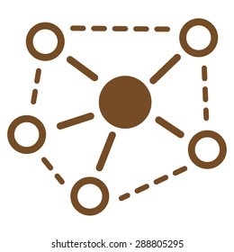 Molecule links icon from Business Bicolor Set. This flat vector symbol uses brown color, rounded angles, and isolated on a white background.