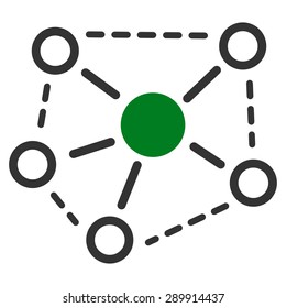 Molecule links icon from Business Bicolor Set. This flat vector symbol uses green and gray colors, rounded angles, and isolated on a white background.