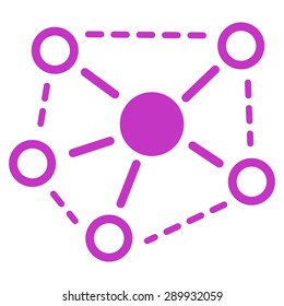 Molecule links icon from Business Bi-color Set. This flat vector symbol uses violet color, rounded angles, and isolated on a white background.