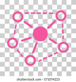 Molecule Links icon. Vector illustration style is flat iconic symbol, pink color, transparent background. Designed for web and software interfaces.