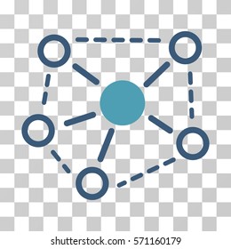 Molecule Links icon. Vector illustration style is flat iconic bicolor symbol, cyan and blue colors, transparent background. Designed for web and software interfaces.