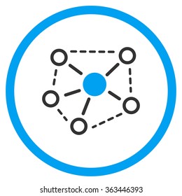Molecule Links vector icon. Style is bicolor flat symbol, blue and gray colors, rounded angles, white background.