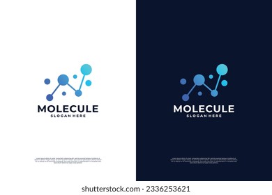 Diseño del logo molécula. Icono de innovación científica de laboratorio.