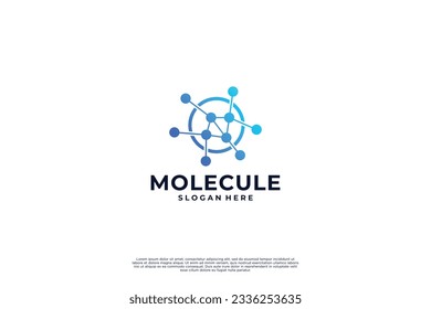 Molecule logo design. Scientific laboratory innovation icon.