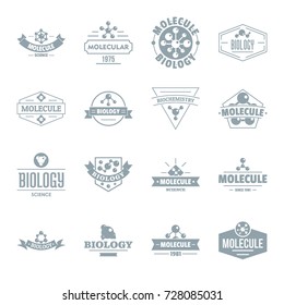 Molecule logo icons set. Simple illustration of 16 molecule logo vector icons for web