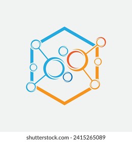 Molecule Logo illustration vector image and perfect symbol template design for chemical elements, education, science, nuclear, etc on gray background