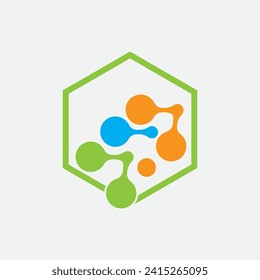 Molecule Logo illustration vector image and perfect symbol template design for chemical elements, education, science, nuclear, etc on gray background