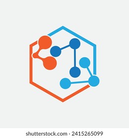 Molecule Logo illustration vector image and perfect symbol template design for chemical elements, education, science, nuclear, etc on gray background