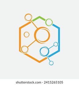 Molecule Logo illustration vector image and perfect symbol template design for chemical elements, education, science, nuclear, etc on gray background