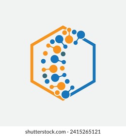 Ilustración del logotipo molecular imagen vectorial y diseño de plantilla de símbolo perfecto para elementos químicos, educación, ciencia, nuclear, etc. en fondo gris
