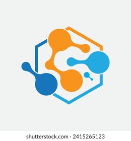 Molecule Logo illustration vector image and perfect symbol template design for chemical elements, education, science, nuclear, etc on gray background