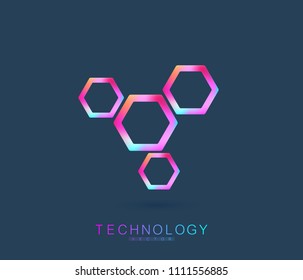 Molecule logo template, DNA helix icon. Vector illustration