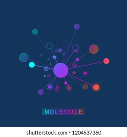 Molecule logo template icon, science genetics logotype, DNA helix. Genetic analysis, research biotech code DNA, molecules. Biotechnology genome chromosome. Vector illustration.