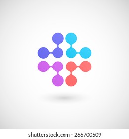 Molecule logo template. Isolated on white background. Vector illustration, eps 10.