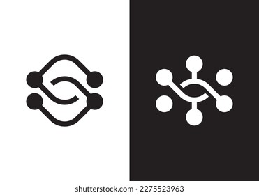 molecule logo vector. letter s connection technology icon design