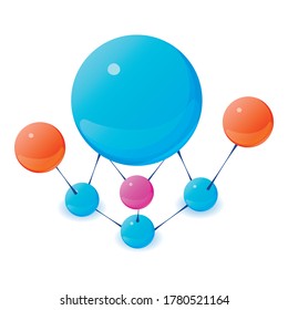 Molecule model icon. Isometric illustration of molecule model vector icon for web