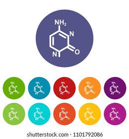 Molecule model icons color set vector for any web design on white background