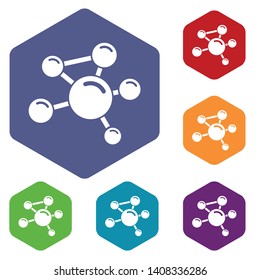 Molecule molecular icons vector colorful hexahedron set collection isolated on white