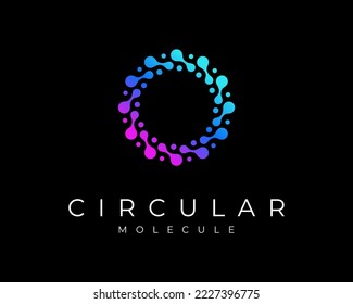 Molecule Molecular Science Atom Microbiology Particle Dot Circle Circular Cycle Vector Logo Design