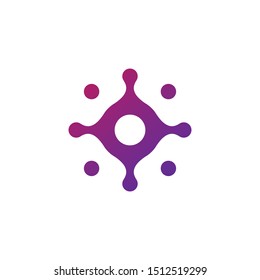 Molecule nano technology Lab Circle Logo template. Unique logo design concept. Creative innovation business icon. Stock Vector illustration isolated on white background.