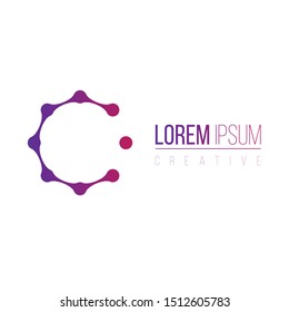 Molecule nano technology Lab Circle Logo template. Unique logo design concept. Creative innovation business icon. Stock Vector illustration isolated on white background.