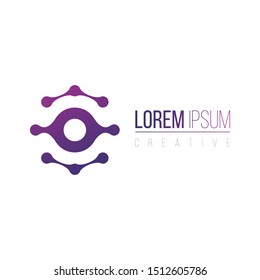 Molecule nano technology Lab Circle Logo template. Unique logo design concept. Creative innovation business icon. Stock Vector illustration isolated on white background.