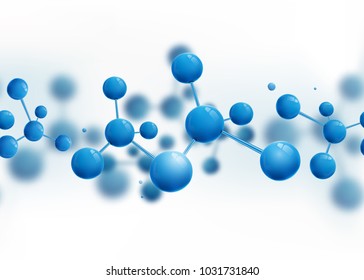 Molecule network seamless border design background. Atoms. 3d molecular structure with blue connected spherical particles. Chemical medical motion concept for banner or flyer. Vector illustration