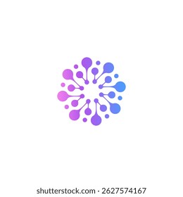 molécula, neuron logotipo biologia ícone da ciência, floral neurônio plasma circular. abstrato, átomo de biotecnologia, nano, água cintilante.
