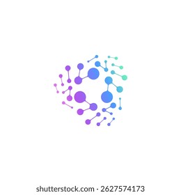 molécula, neuron logotipo biologia ícone da ciência, floral neurônio plasma circular. abstrato, átomo de biotecnologia