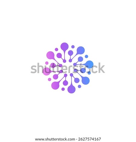 molecule, neuron logo biology science icon, floral neuron plasma circular. abstract, biotech atom, nano, sparkling water.
