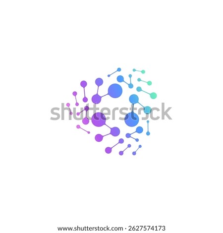 molecule, neuron logo biology science icon, floral neuron plasma circular. abstract, biotech atom