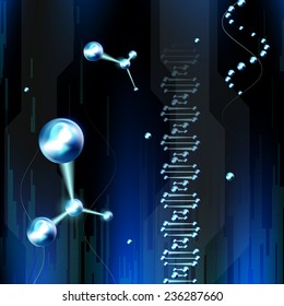 molecule on a blue background