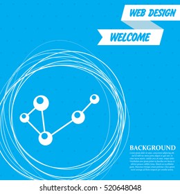 Molecule on a blue background with abstract circles around and place for your text. Vector illustration