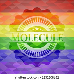 Molecule on mosaic background with the colors of the LGBT flag