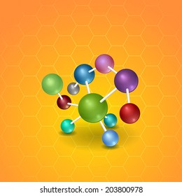 Molecule on orange hive background