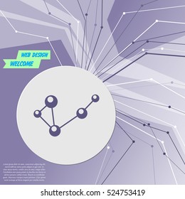 Molecule on purple abstract modern background. The lines in all directions. With room for your advertising. Vector illustration