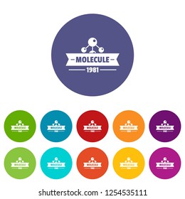 Molecule physics icons color set vector for any web design on white background