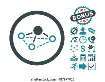 Molecule pictograph with bonus images. Vector illustration style is flat iconic bicolor symbols, soft blue colors, white background.