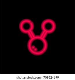 Molecule red glowing neon ui ux icon. Glowing sign logo vector