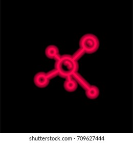 Molecule red glowing neon ui ux icon. Glowing sign logo vector
