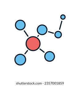 Molekulare verwandte Vektorsymbol. Molecule-Zeichen. Einzeln auf weißem Hintergrund. Bearbeitbare Vektorgrafik