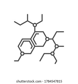 Molecule related vector thin line icon. Isolated on white background. Editable stroke. Vector illustration.