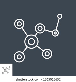 Icono de línea delgada del vector relacionado con la molécula. Aislado sobre fondo negro. Trazo editable. Ilustración vectorial.